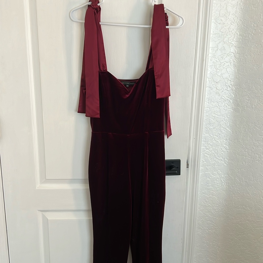 Vici Deep Red Tie-Strap Jumpsuit